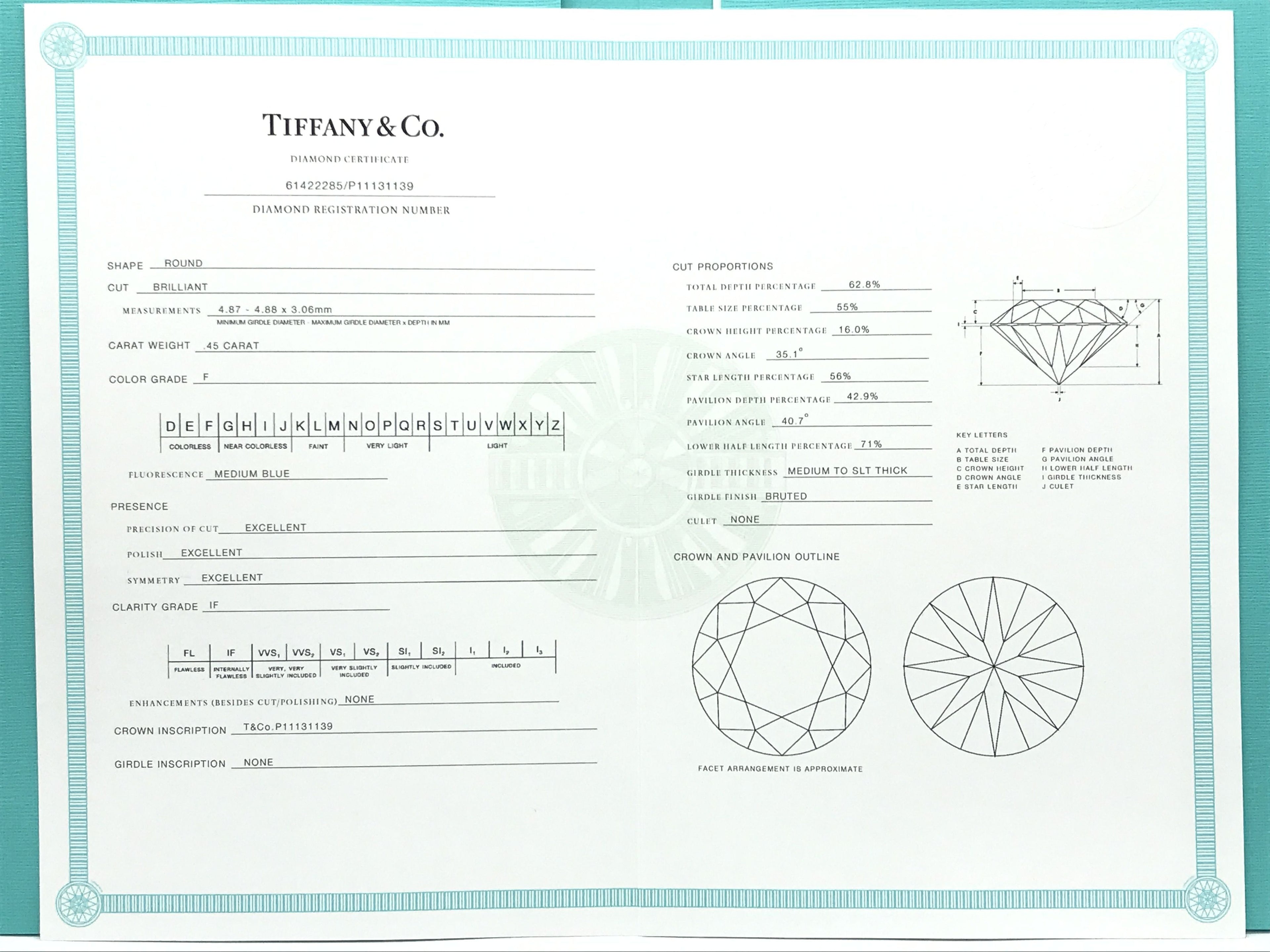 Tiffany &amp; Co. Solitaire .45ct Pt950 34g Ring