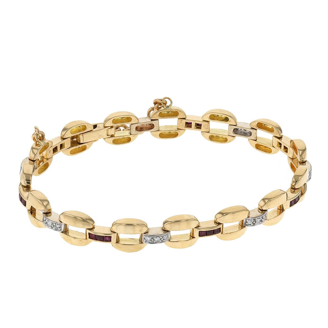 Rubies, diamonds and gold bracelet