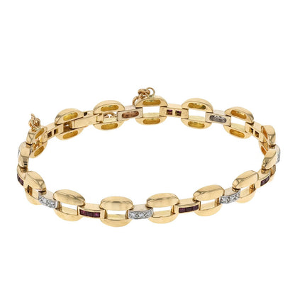 Rubies, diamonds and gold bracelet