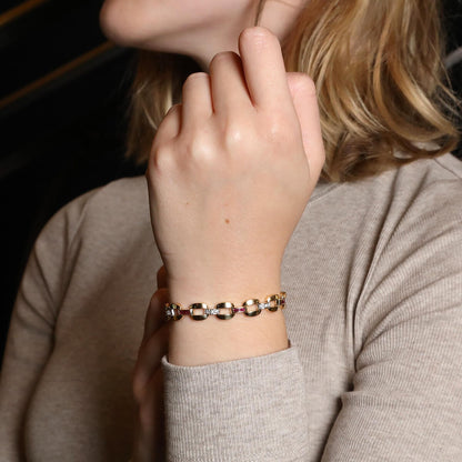 Rubies, diamonds and gold bracelet