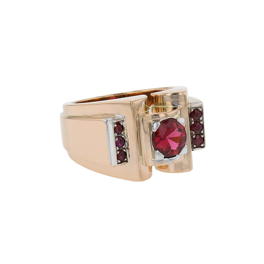 Rubies, tourmaline and gold ring