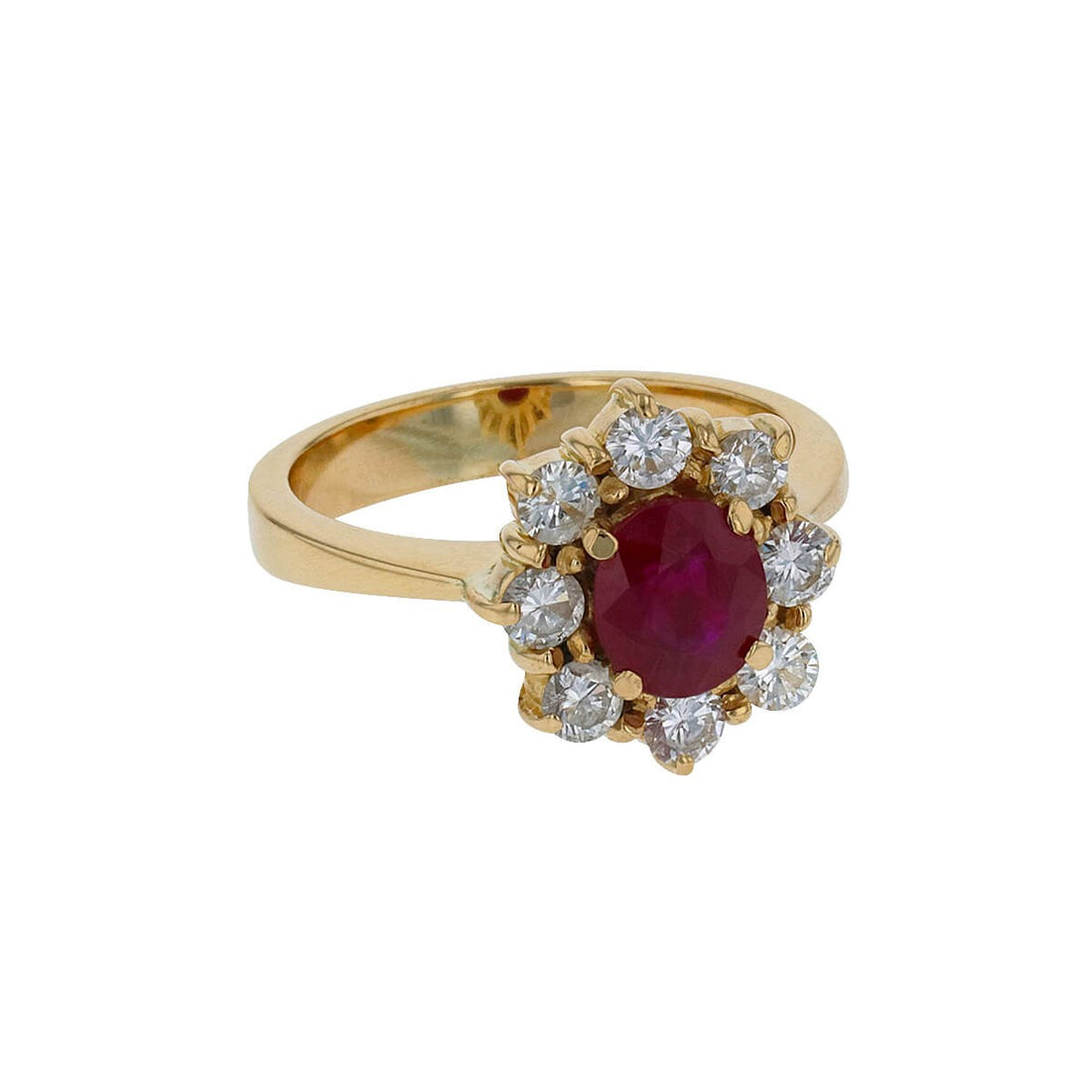 Ruby, diamonds and gold ring