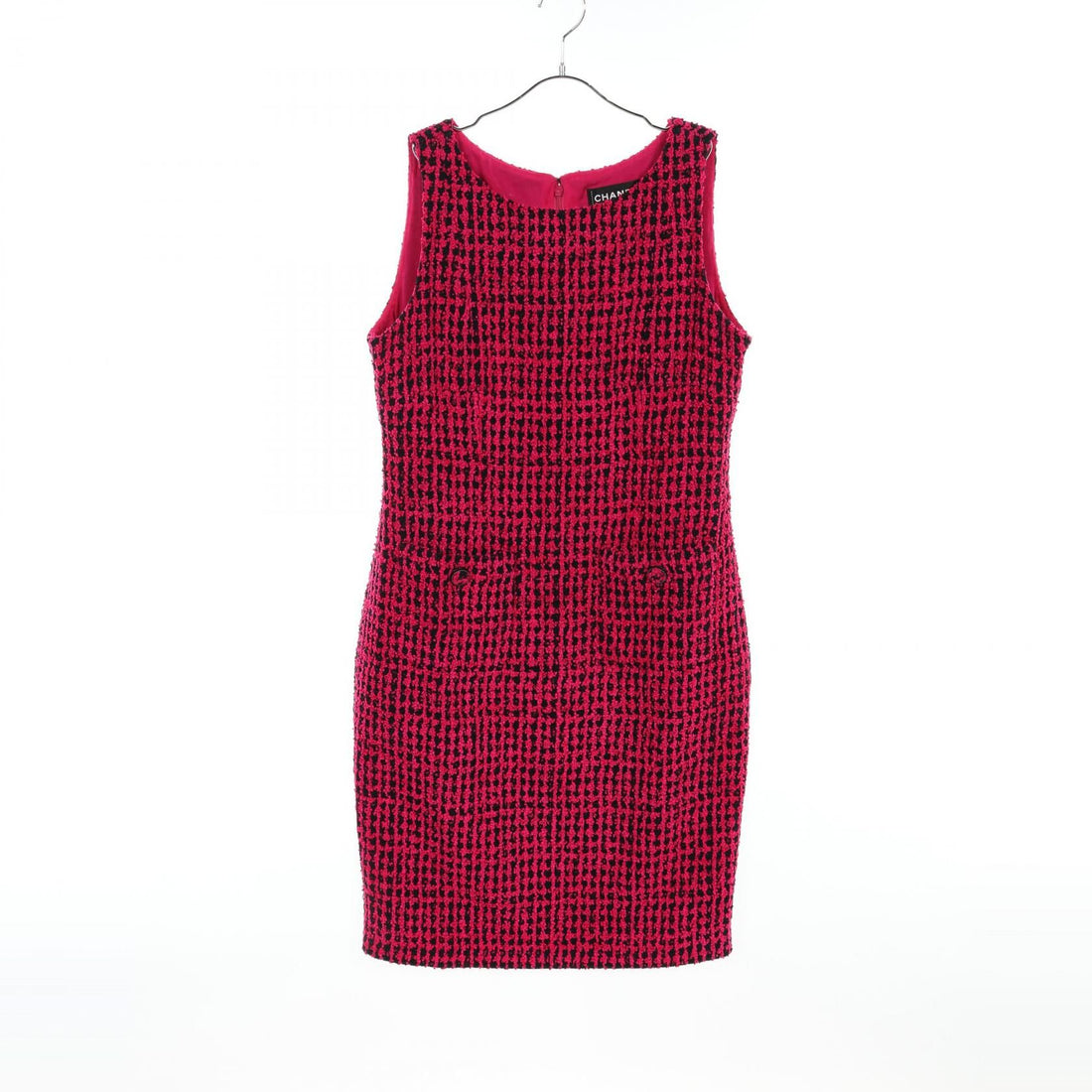 Chanel Pink Black Dress Rayon Cotton Wool P 55184v 41404