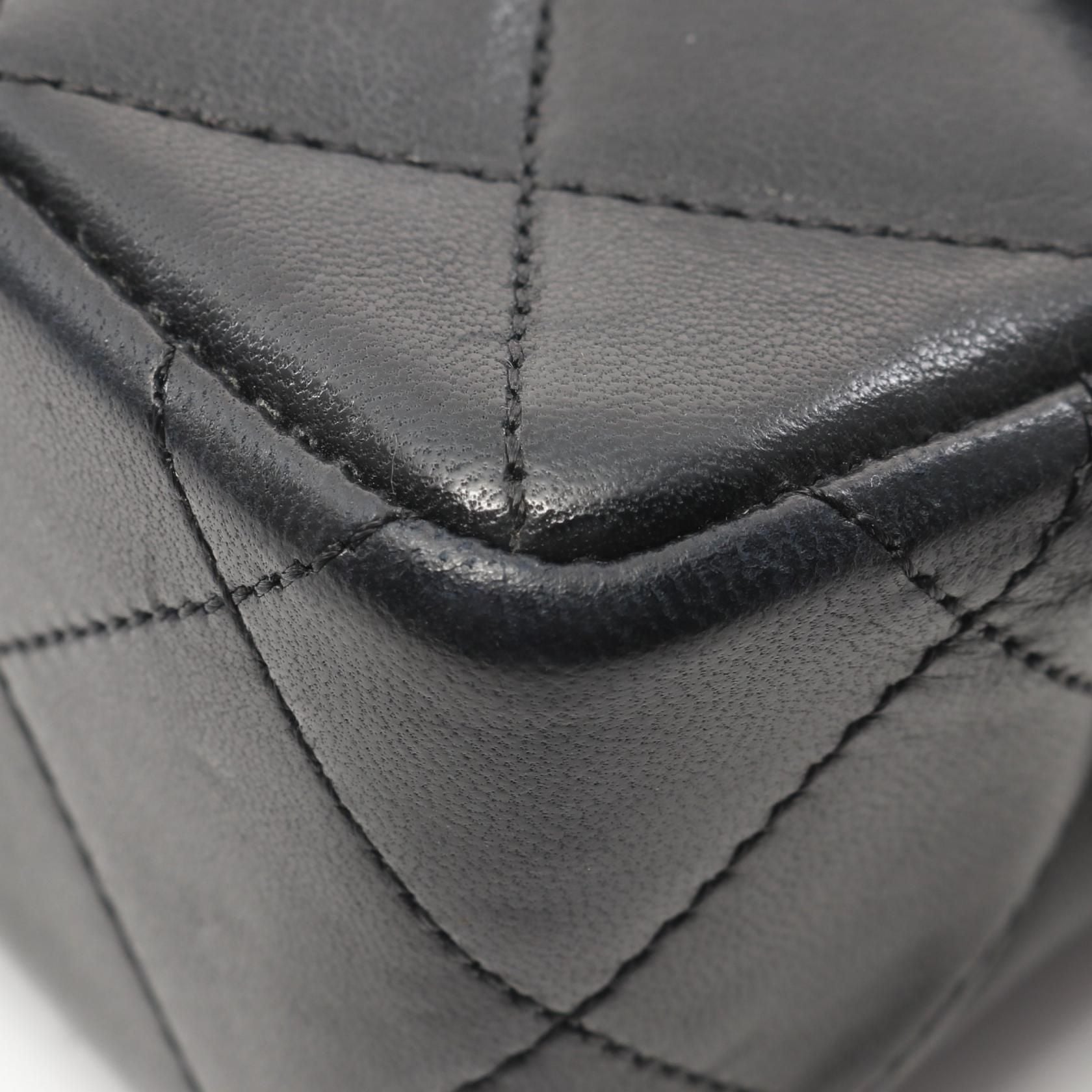 Chanel Matelasse W Flap Shoulder Bag Lambskin Black