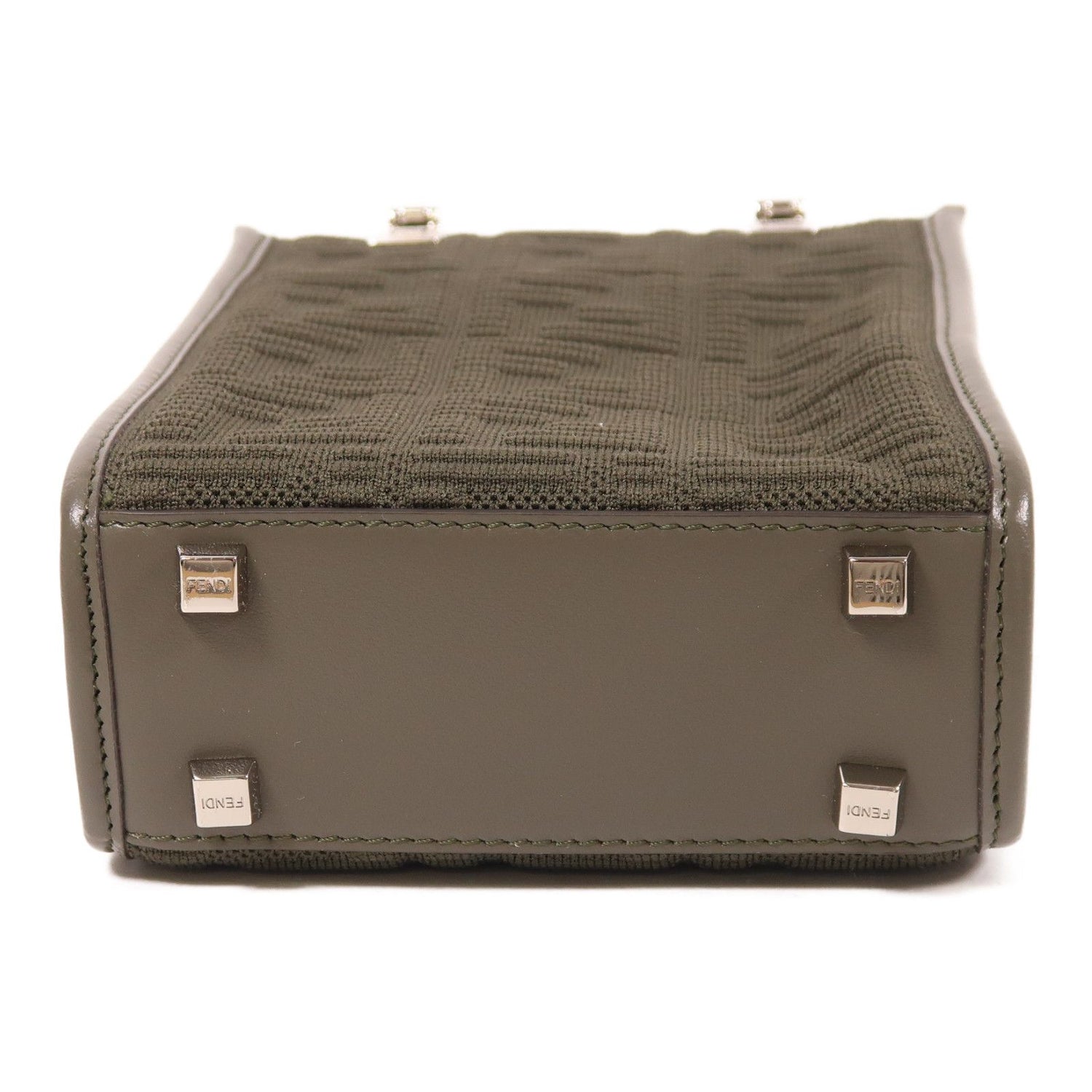 Fendi Needle Woven Fabric Sunshin Silver Handmade Shoulder And Back Bag 2way Shoulder Bag Khaki Green Other Knit 8bs 05