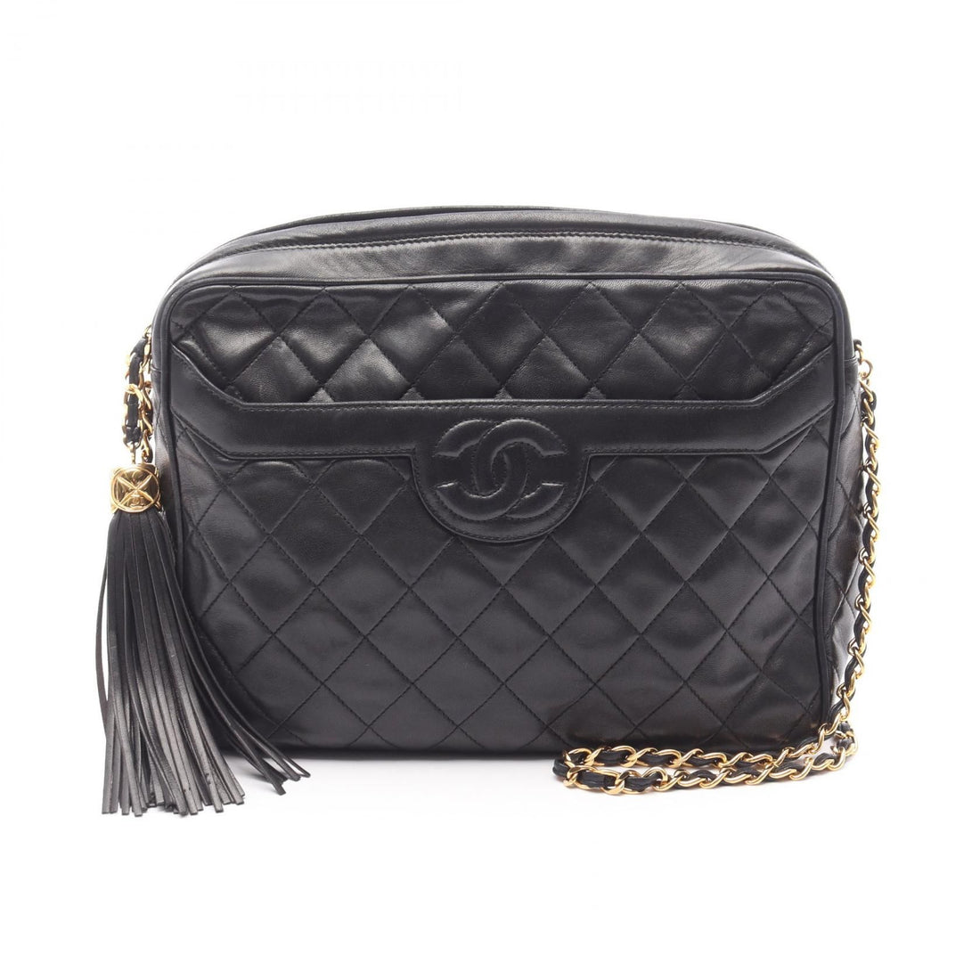 Chanel Black Matelasse Shoulder Bag Lambskin (sheep Leather)
