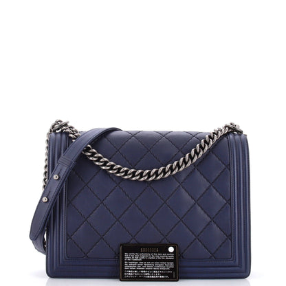 Chanel Double Stitch Boy Flap Bag Quilted Calfskin Large