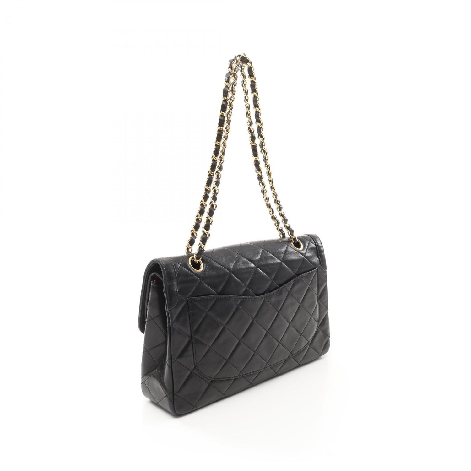 Chanel Matelasse W Flap Shoulder Bag Lambskin Black