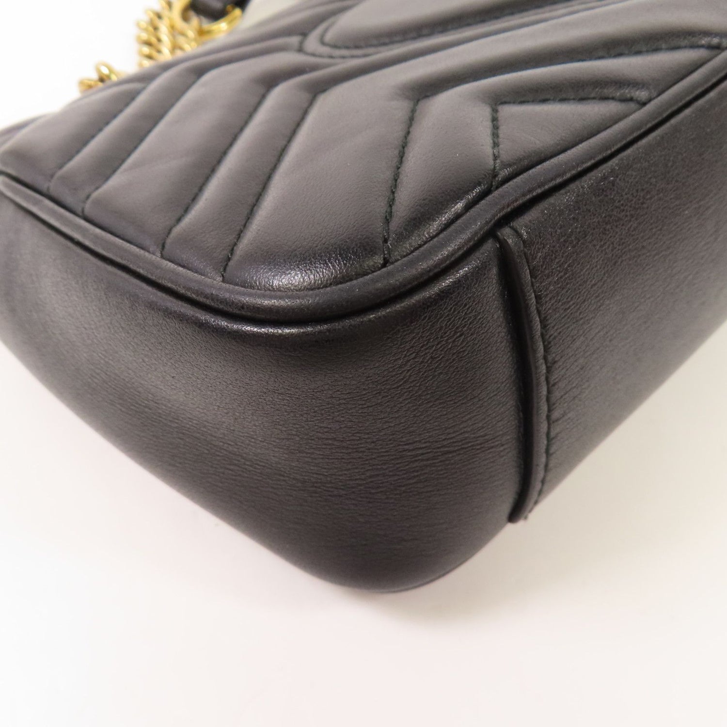 Gucci Cowhide Leather Gg Marmont Mini Golden Cross Shoulder Bag Black Calfskin (cowhide) 446744