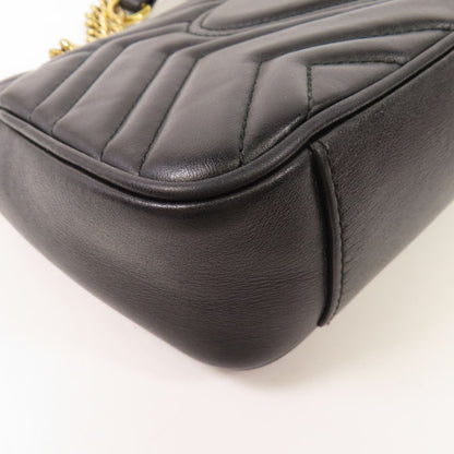 Gucci Cowhide Leather Gg Marmont Mini Golden Cross Shoulder Bag Black Calfskin (cowhide) 446744