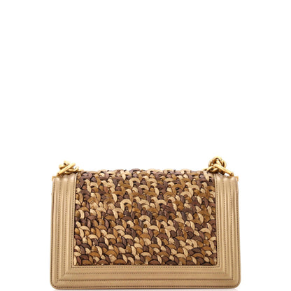 Chanel Boy Flap Bag Braided Metallic Lambskin Old Medium