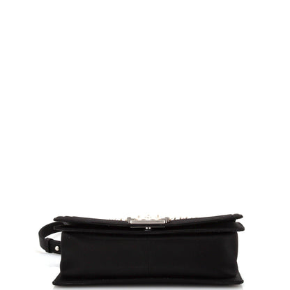 Boy Flap Bag Pearl Embellished Satin Old Medium