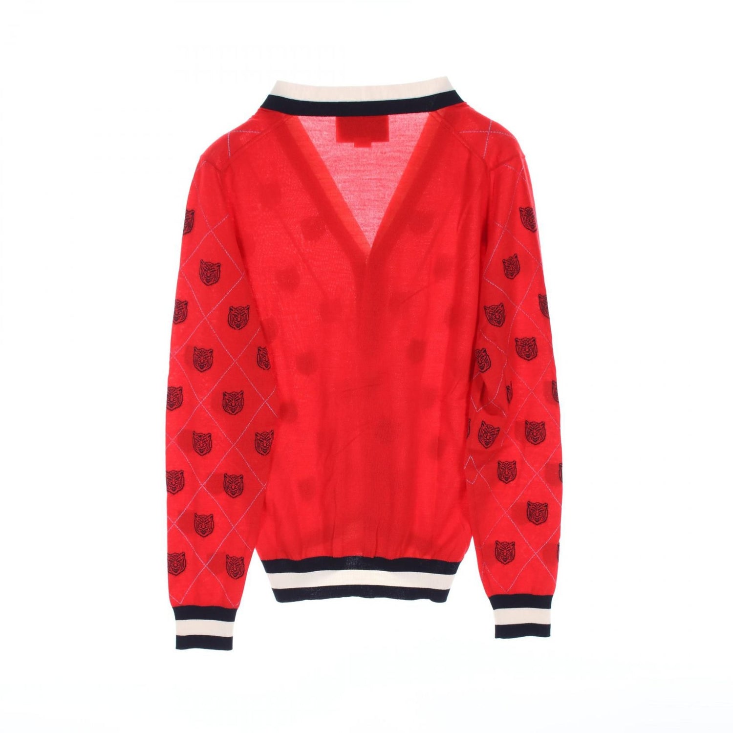 Gucci Cardigan Red Navy White Wool 474319