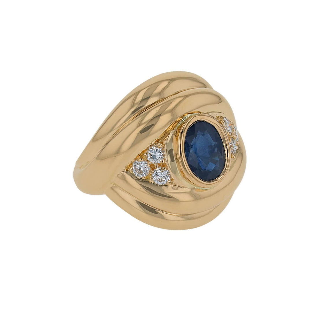 Sapphire, diamonds and gold ring