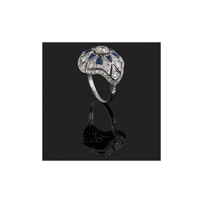 Sapphires, diamonds and platinum ring