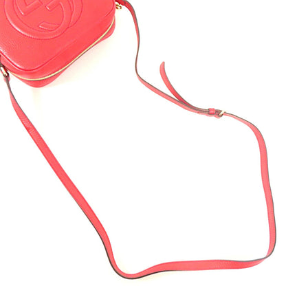 Gucci Leather Soho Disco Shoulder Bag Red Leather 308364