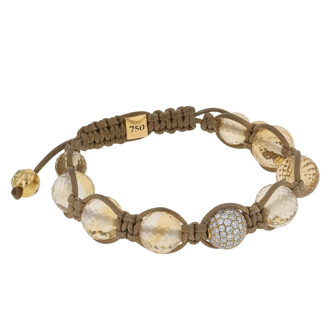 Shamballa Jewels citrines, diamonds and gold bracelet