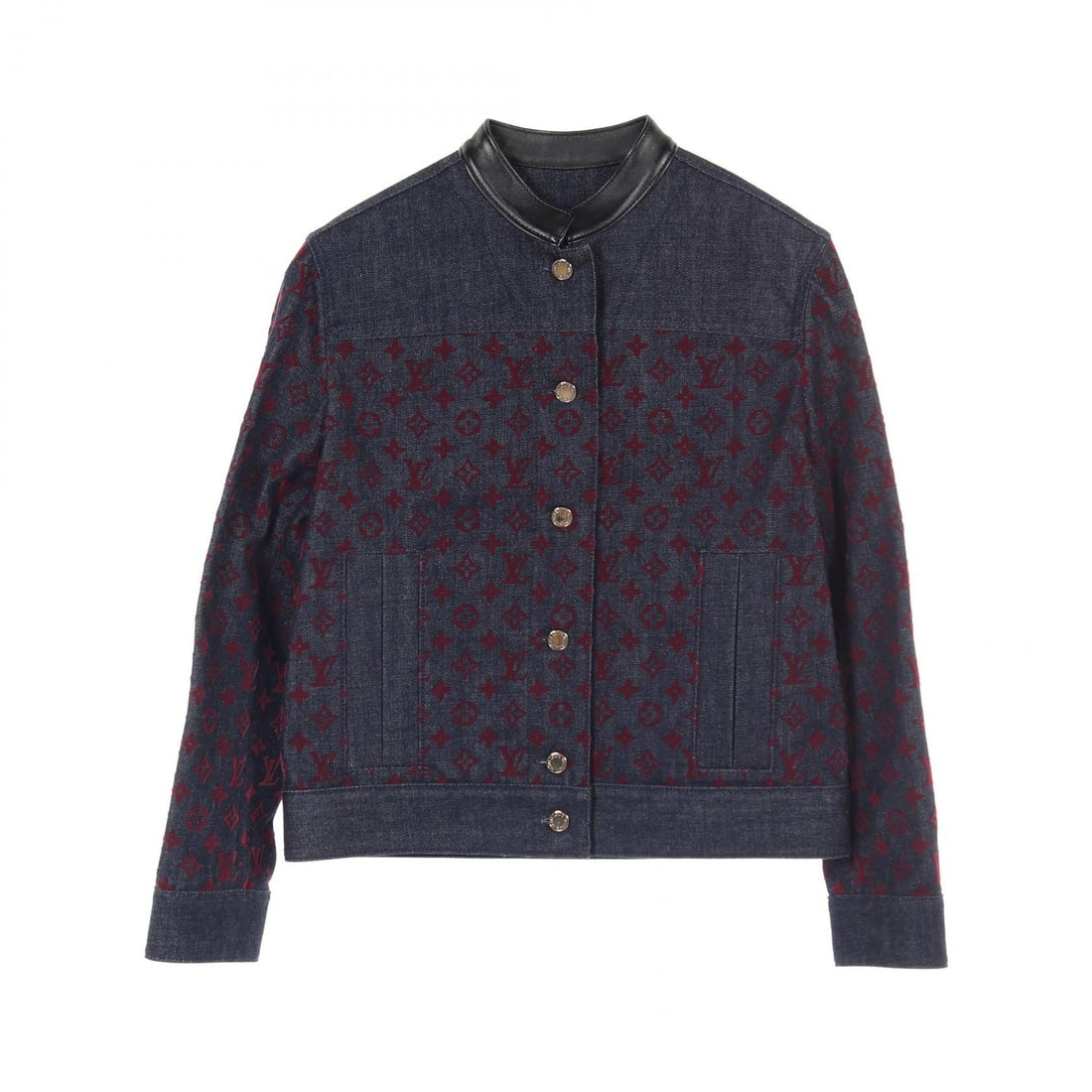 Louis Vuitton Monogram Bordeaux Navy Bordeaux Denim Jacket Rw 232w Aax Fpja 35