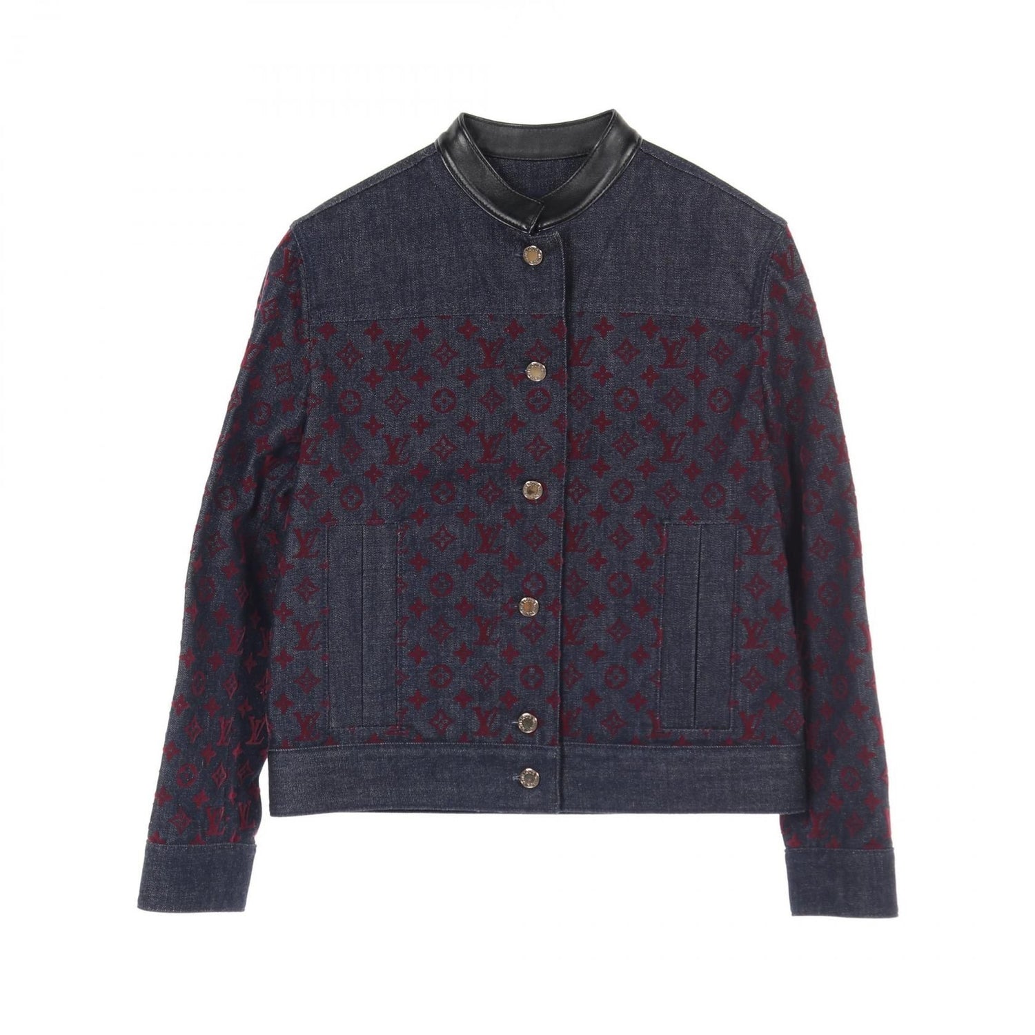Louis Vuitton Monogram Bordeaux Navy Bordeaux Denim Jacket Rw 232w Aax Fpja 35