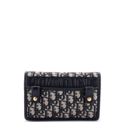 Christian Dior Dark Blue Montaigne 2-In-1 Pouch Oblique Canvas Bag