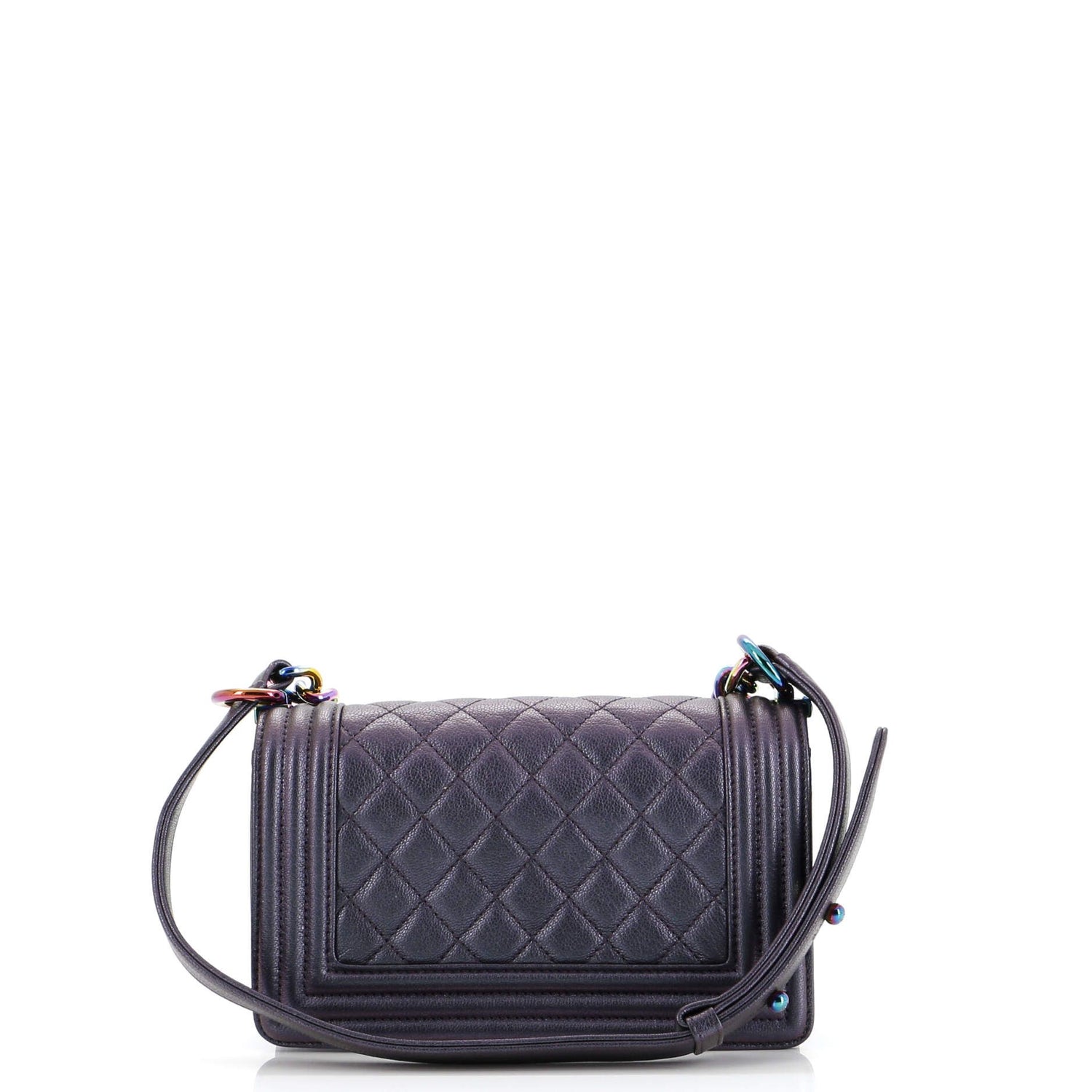 Chanel Boy Flap Bag Quilted Iridescent Goatskin Small