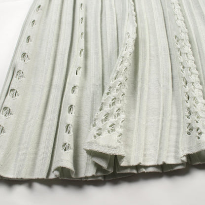 Chanel Coco Mark Pearl Button Dress P 43879k 04503 Cotton Rayon Green