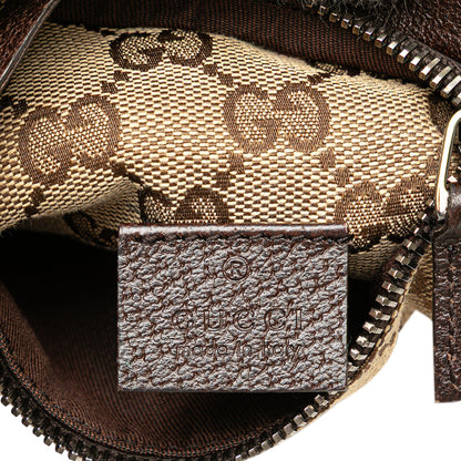 Gucci GG Canvas Web Double Pocket Belt Bag Brown