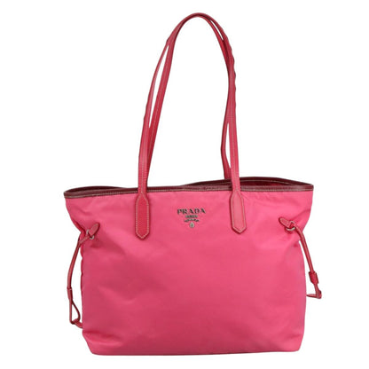 Prada Tote Bag Nylon Pink Silver Auth