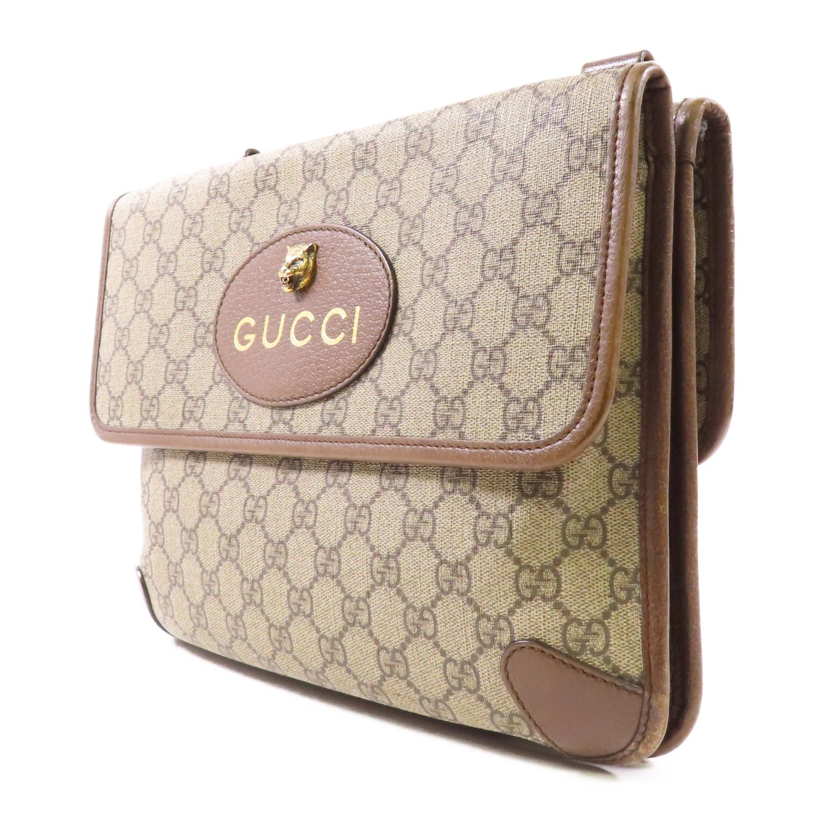 Gucci Painted Canvas Neo Vintage Medium Messenger Bag Golden Shoulder Bag Brown Beige/ebony Pvc Coated Ca