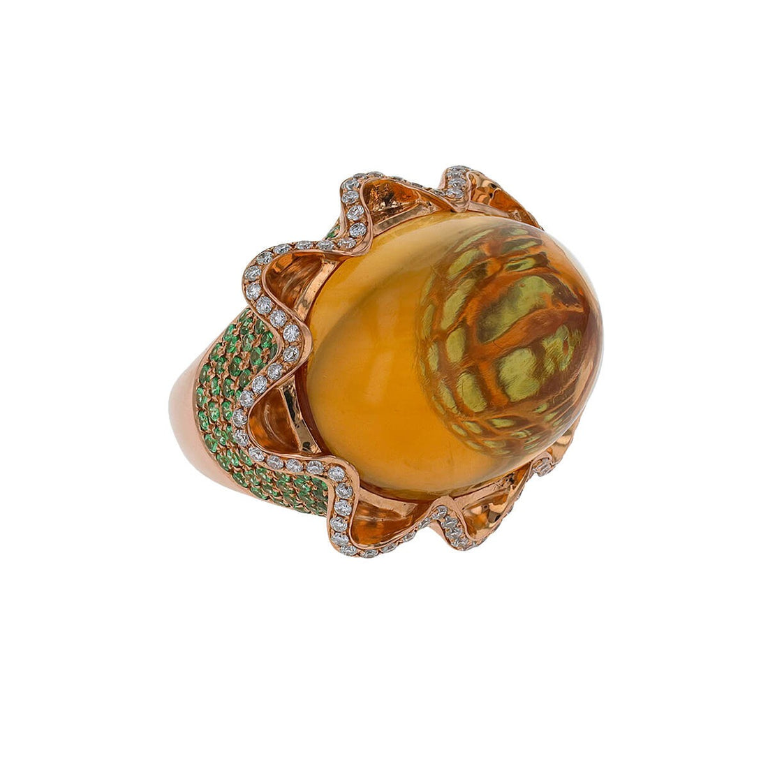 Sylvie Wulwik diamonds, citrine, garnets and gold ring