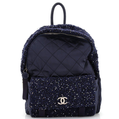 Chanel Astronaut Essentials Backpack Quilted Nylon With Tweed Medium