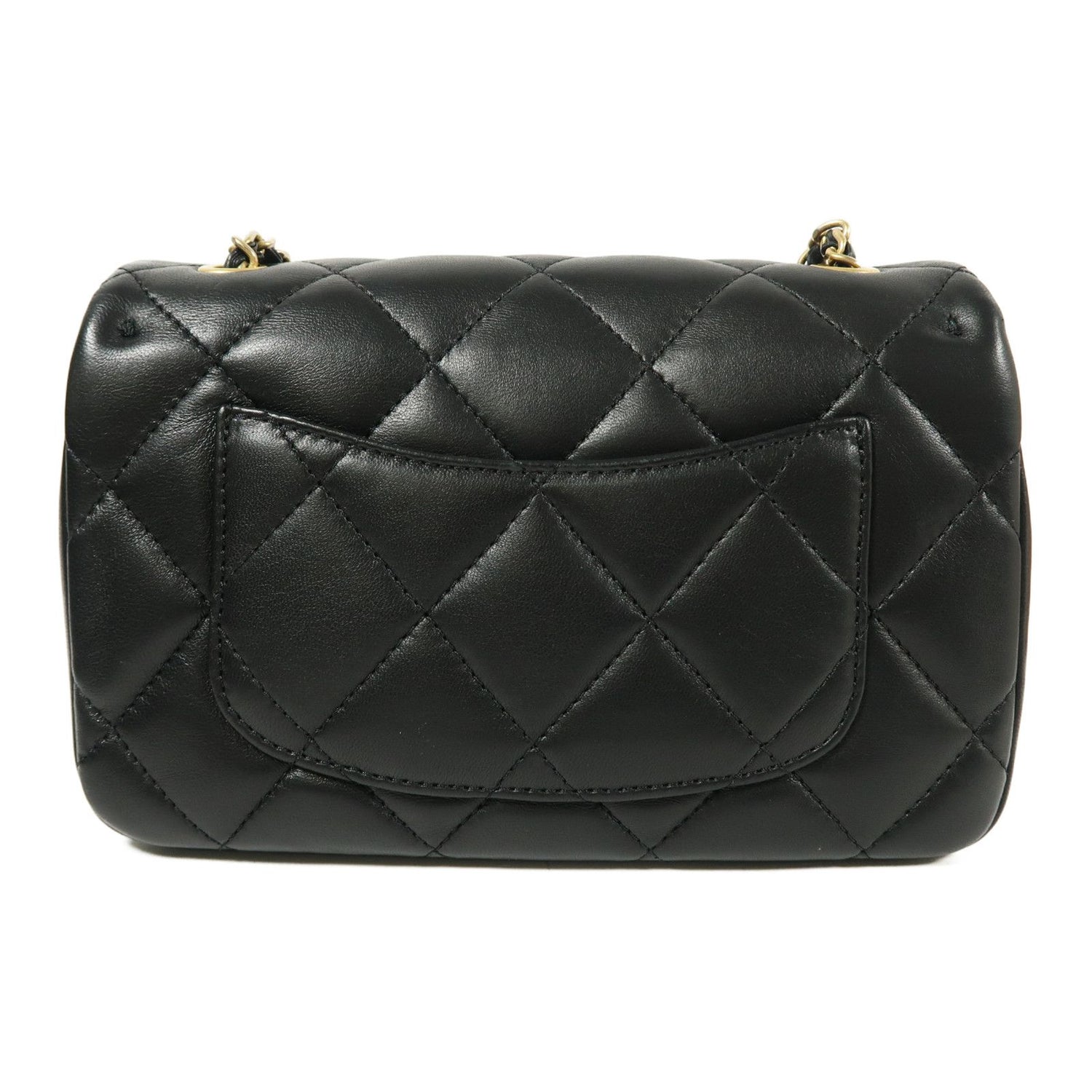 Chanel Black Sheepskin Leather Chain Shoulder Bag With Gold Buckle Black Shoulder Bag Lambskin (