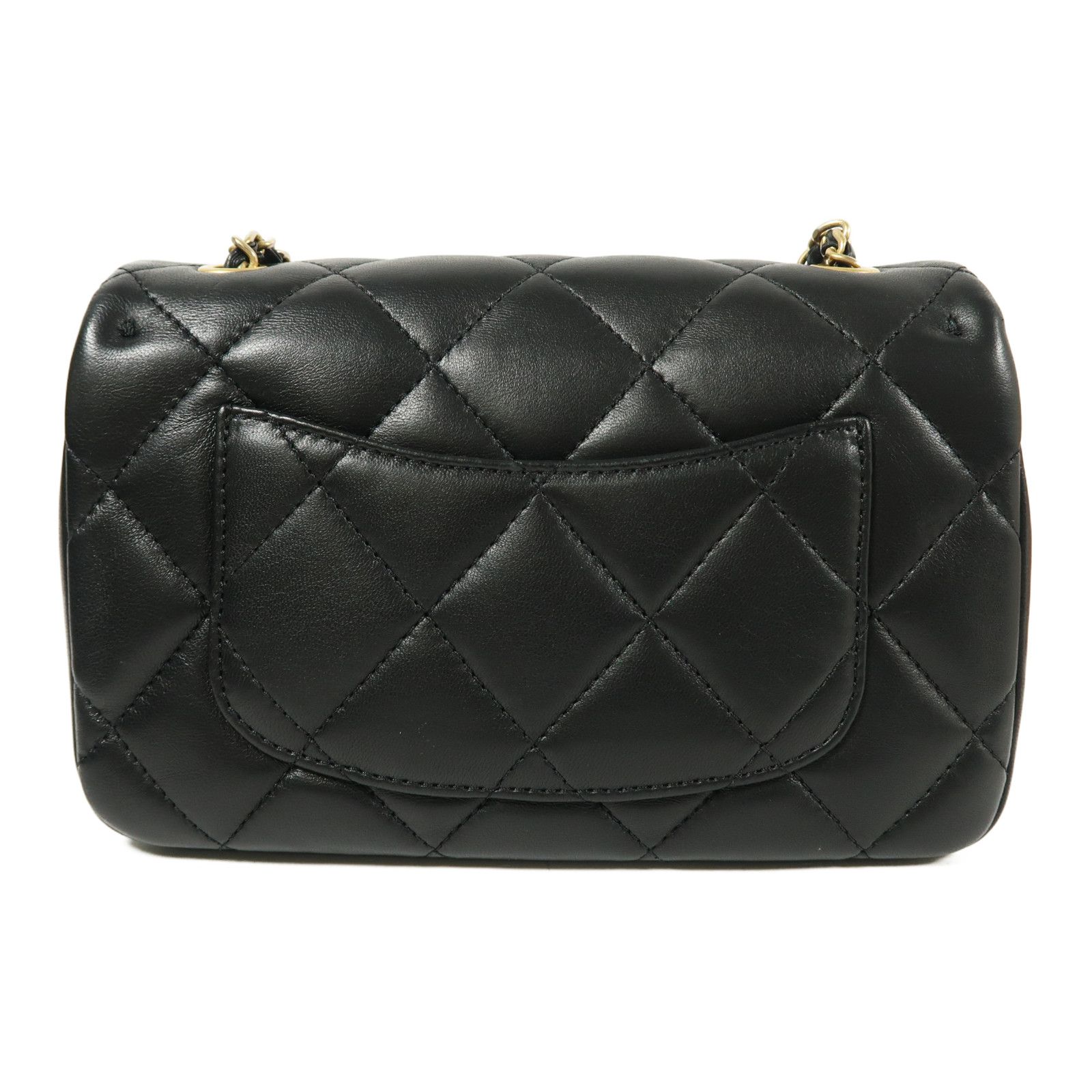 Chanel Black Sheepskin Leather Chain Shoulder Bag With Gold Buckle Black Shoulder Bag Lambskin (