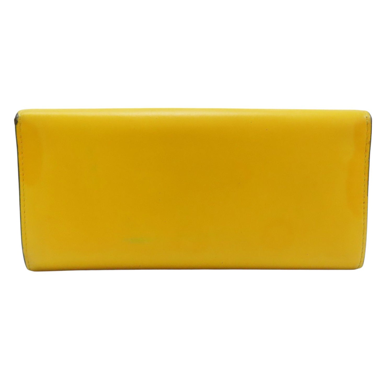 Fendi Logo Long Wallet Calfskin Yellow