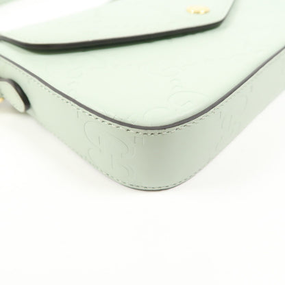 Gucci Leather Gg Pochette Gold Shoulder Bag Green Mint Leather 772794