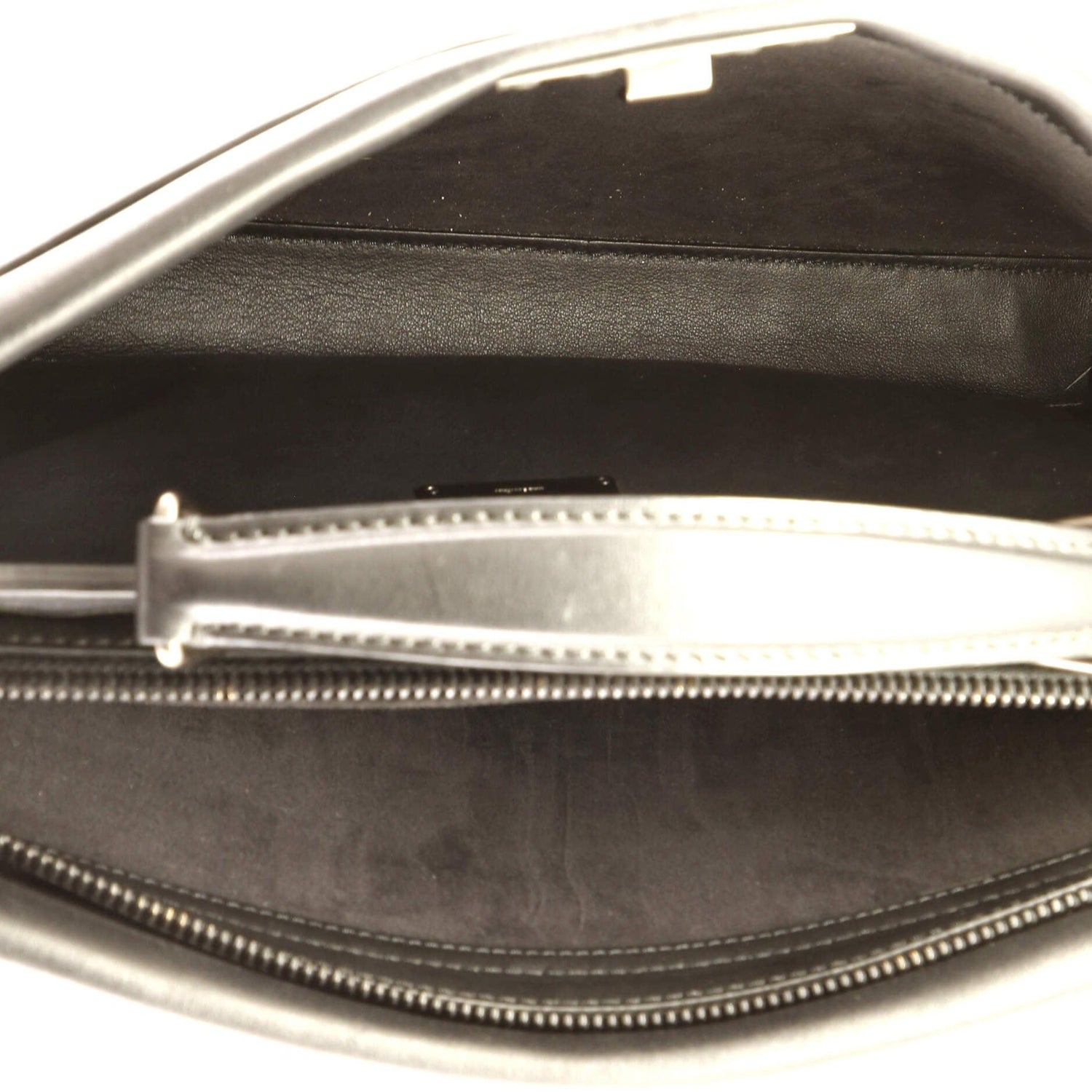 Fendi Vitello Grace Opaco Metal Monster Eyes Large Peekaboo Iconic Fit Satchel Black
