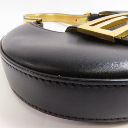 Fendi Cowhide Leather Cookie Hobo Bag Golden Shoulder Bag Black Calfskin (cowhide) 8bs 065