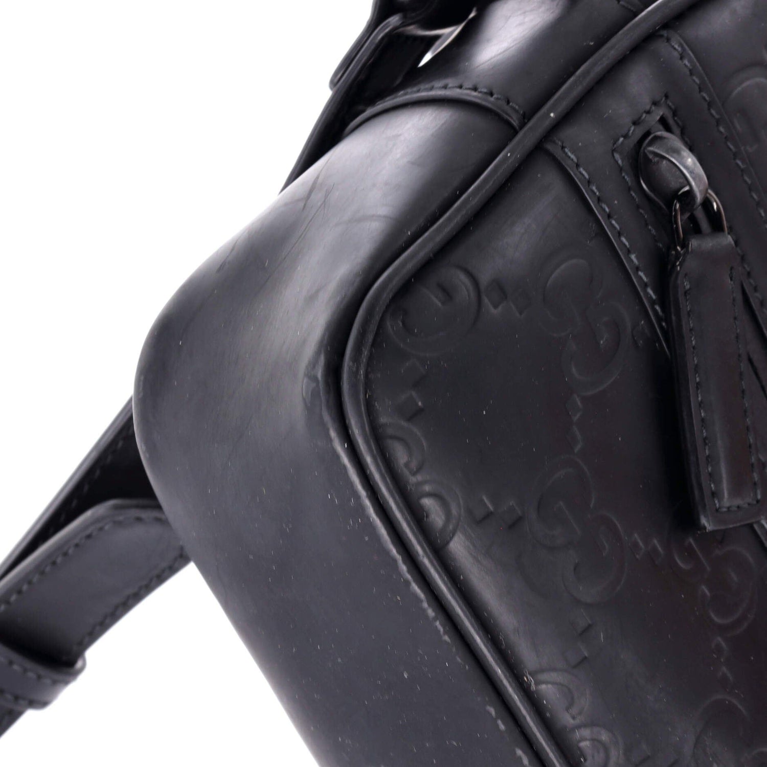 Gucci Front Zip Crossbody Gg Rubber Effect Leather Mini