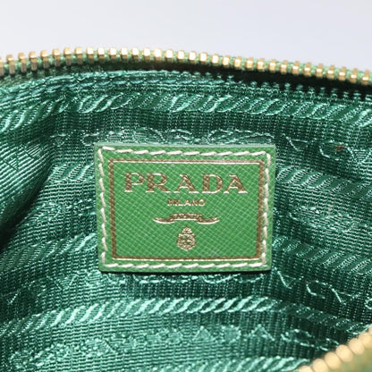 Prada Pouch Nylon Green Gold Auth