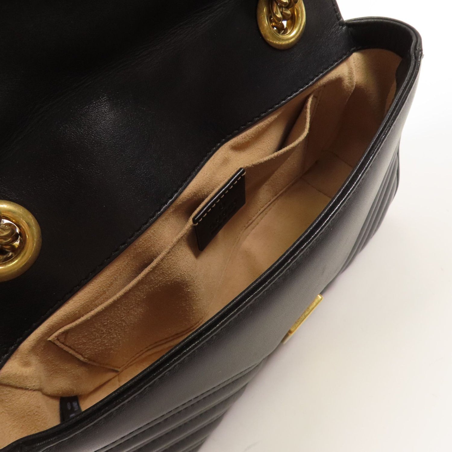 Gucci Cowhide Leather Gg Marmont Mini Golden Cross Shoulder Bag Black Calfskin (cowhide) 446744