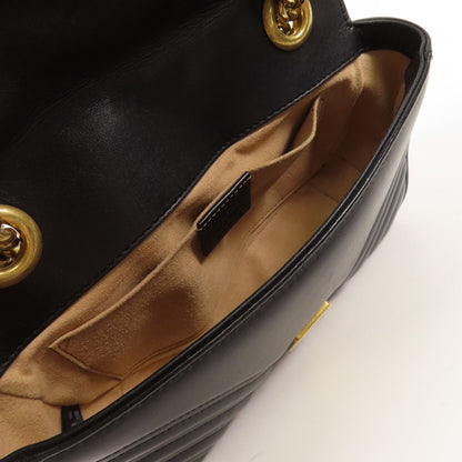 Gucci Cowhide Leather Gg Marmont Mini Golden Cross Shoulder Bag Black Calfskin (cowhide) 446744