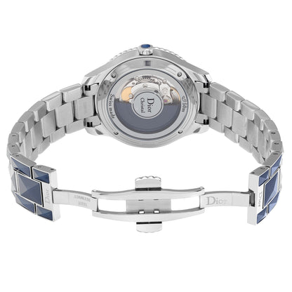 Christian Dior Christal Steel Blue MOP Diamond Dial Automatic Watch CD144517M001