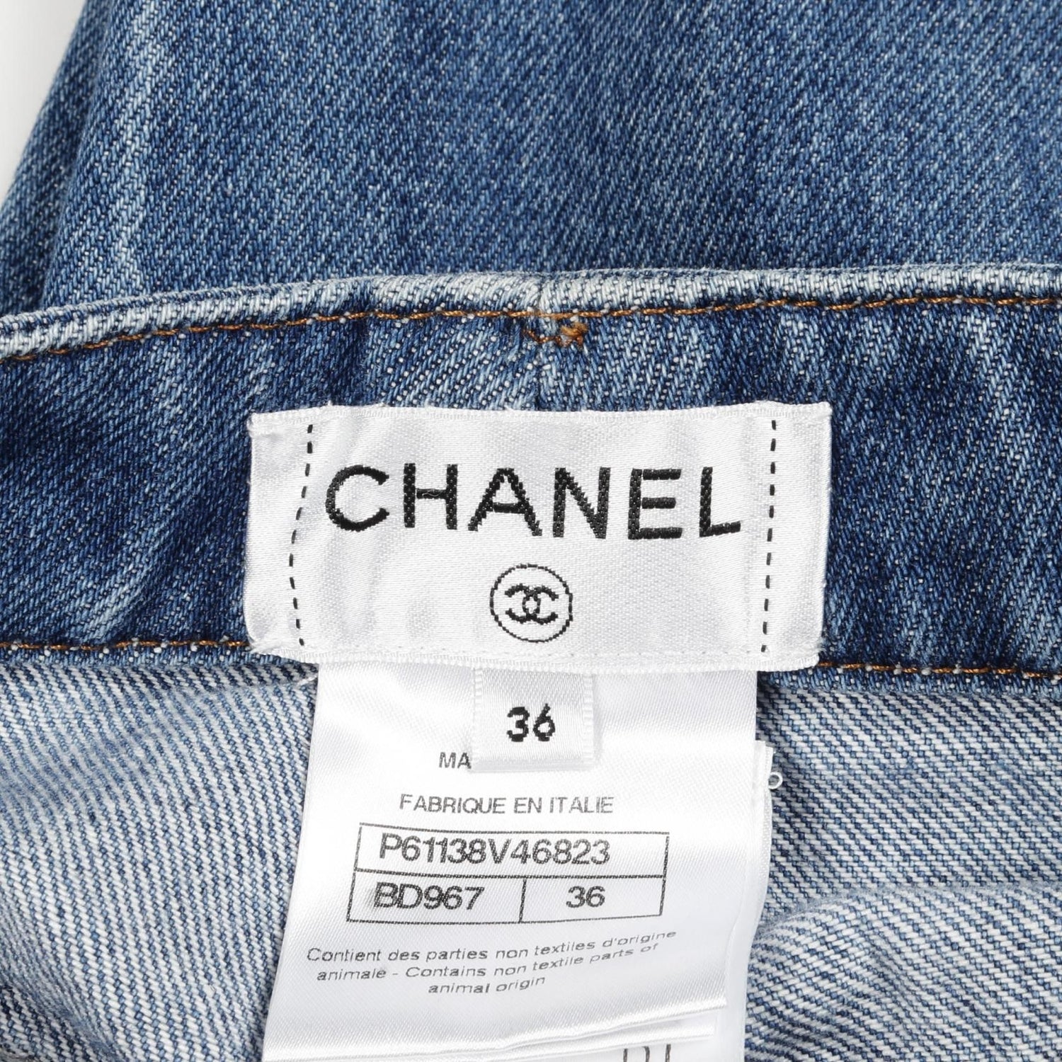 Chanel Blue Coco Mark Denim Pants Cotton P 61138v 46823