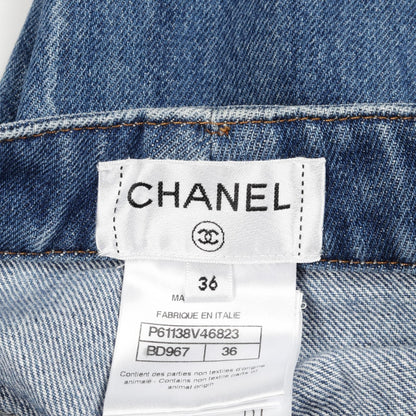 Chanel Blue Coco Mark Denim Pants Cotton P 61138v 46823