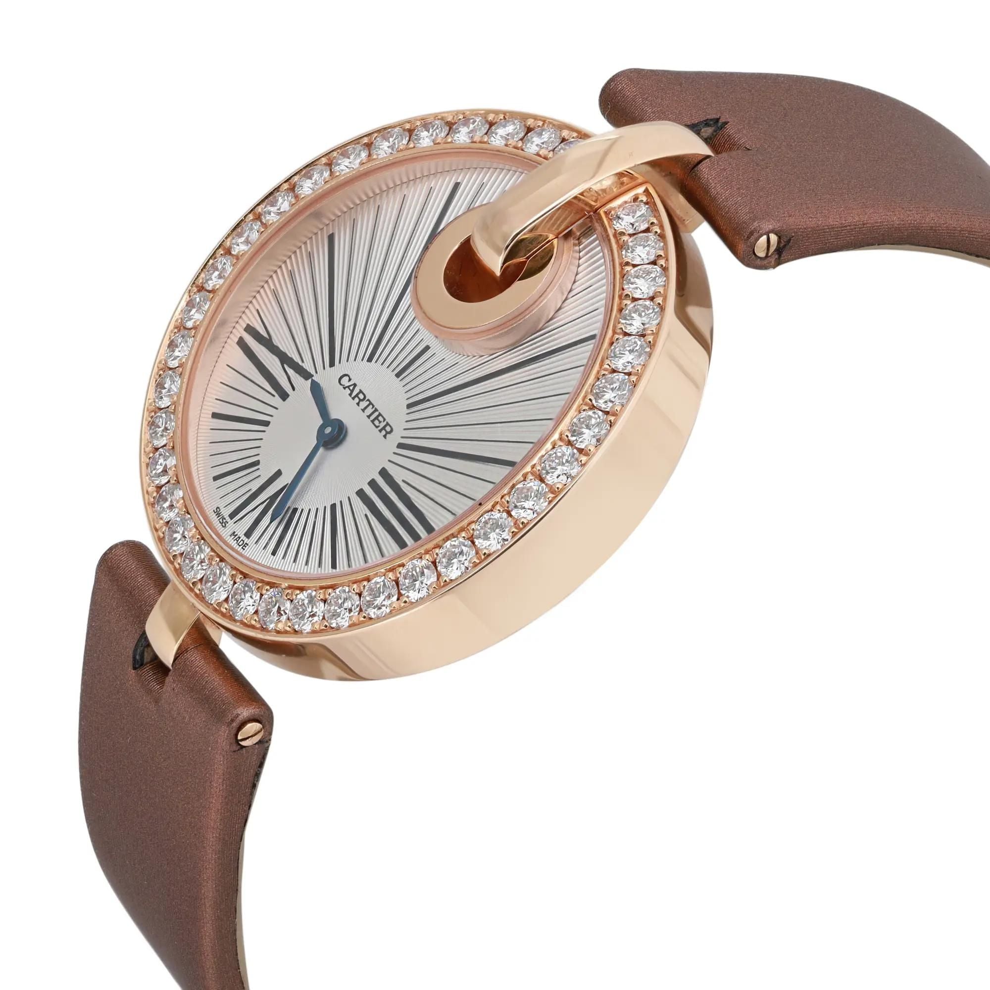 Cartier Captive 18k Rose Gold Diamond Silver Dial Ladies Quartz Watch WG600011