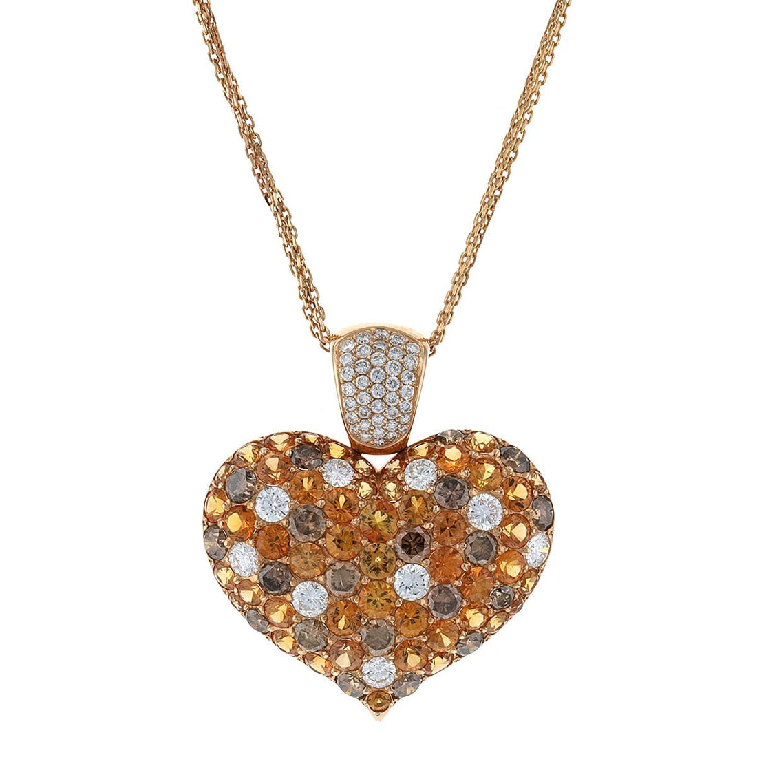 Tabbah Coeur diamonds, orange sapphires and gold necklace
