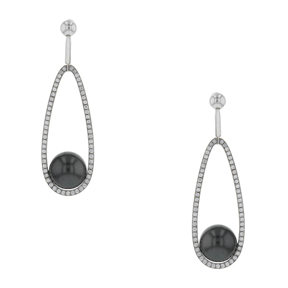 Tahitian Pearls, diamonds and gold earrings