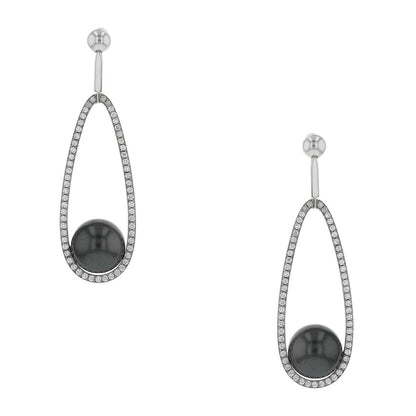 Tahitian Pearls, diamonds and gold earrings