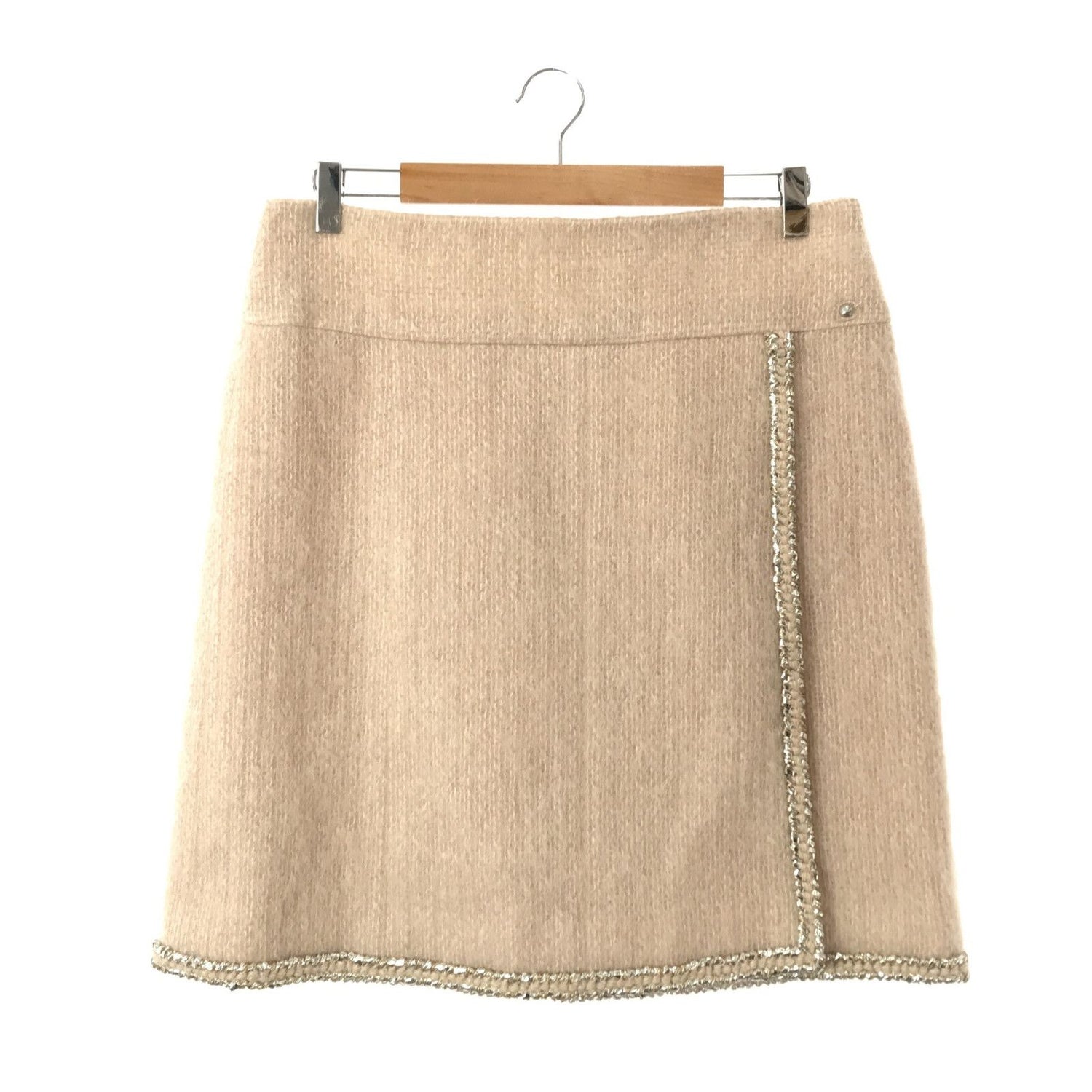 Chanel Skirt Mini P 57509v 43509 Mohair Wool Beige 46