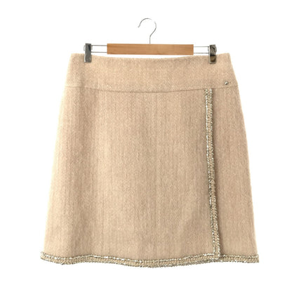 Chanel Skirt Mini P 57509v 43509 Mohair Wool Beige 46